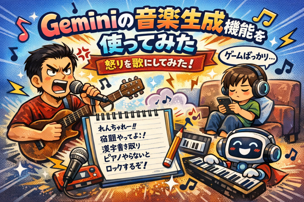 Geminiの「音楽生成」機能を使ってみた（怒りを歌にしてみた）