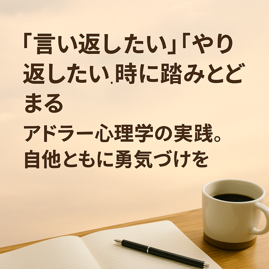「言い返したい」「やり返したい」時に踏みとどまる　アドラー心理学の実践 自他ともに勇気づけを
