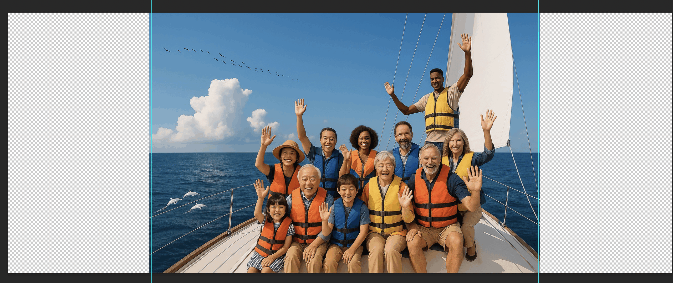 中央に「1500×1000px」のスマホ表示用のガイドを配置