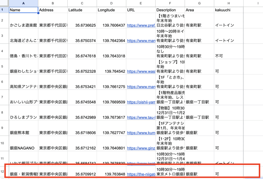 Googleスプレッドシート