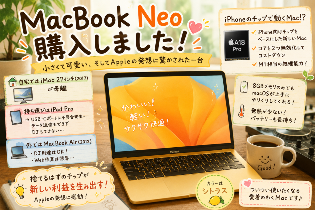 MacBook Neoを購入しました!小さくて可愛い、そしてAppleの発想に驚かされた一台